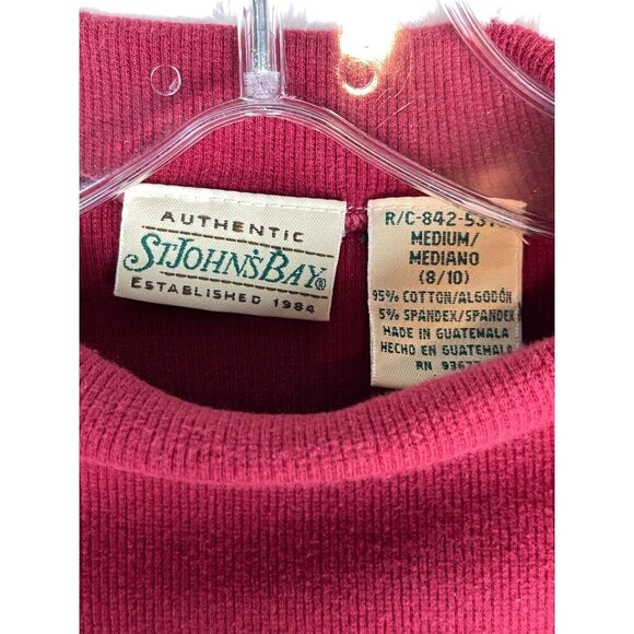 St. John's Bay Medium 8/10 Maroon 3/4 Sleeve Ribbed Mock Turtleneck Vintage 90's - Picture 3 of 6